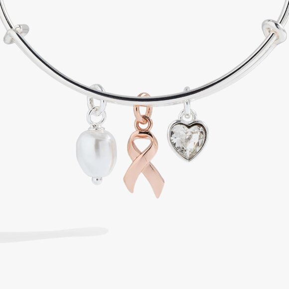 Hope Breast Cancer Awareness Pink Ribbon Charm Bracelet Silver Gold Plated Adjus - Picture 2 of 2